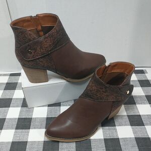 TINSTREE Women's Heel Ankle Booties Chelsea Pump Ankle Boots Brown Women’s SZ 11